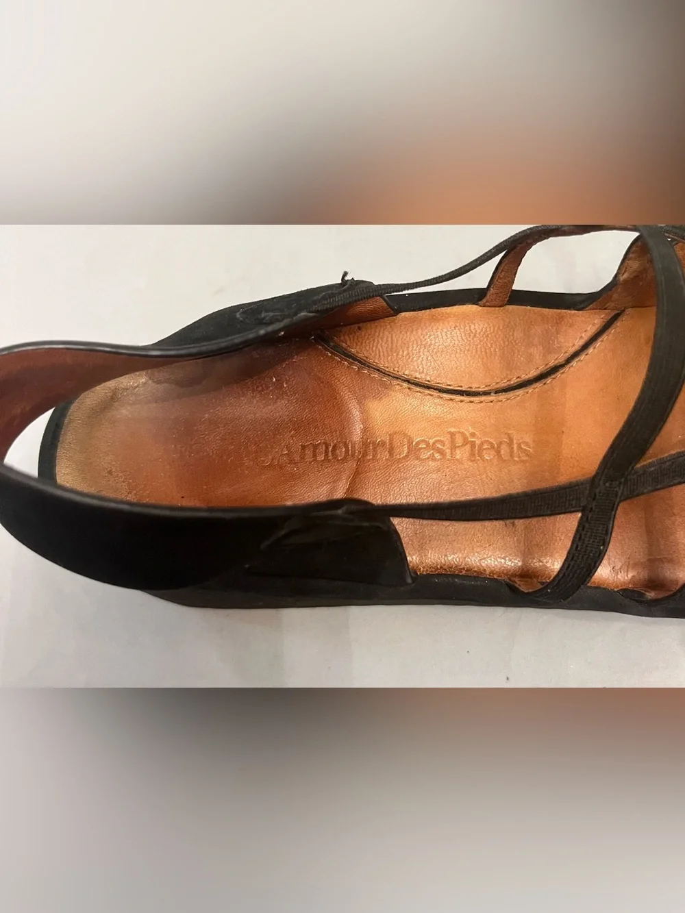 L'Amour Des Pieds Adelais Black Peep-Toe Wedge Sandals with Double Straps